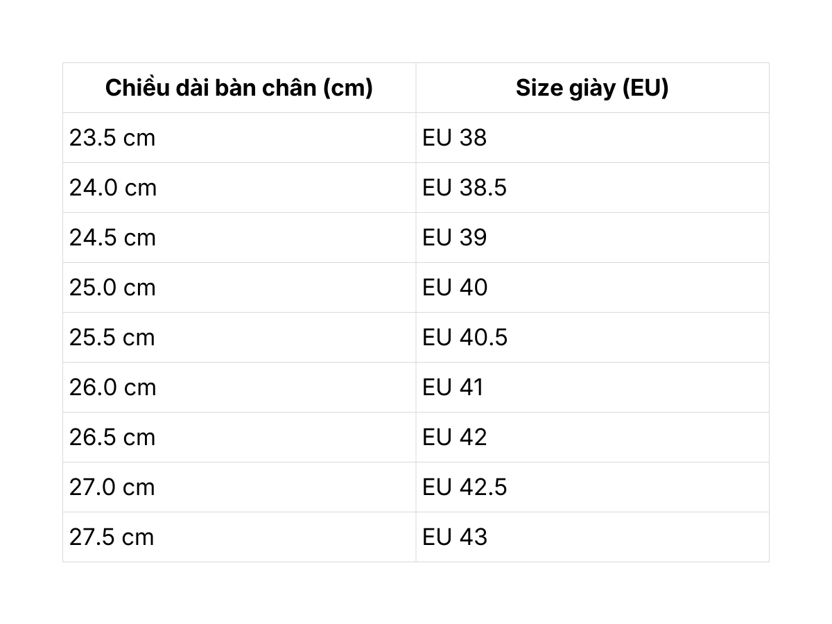Bang size giay da banh